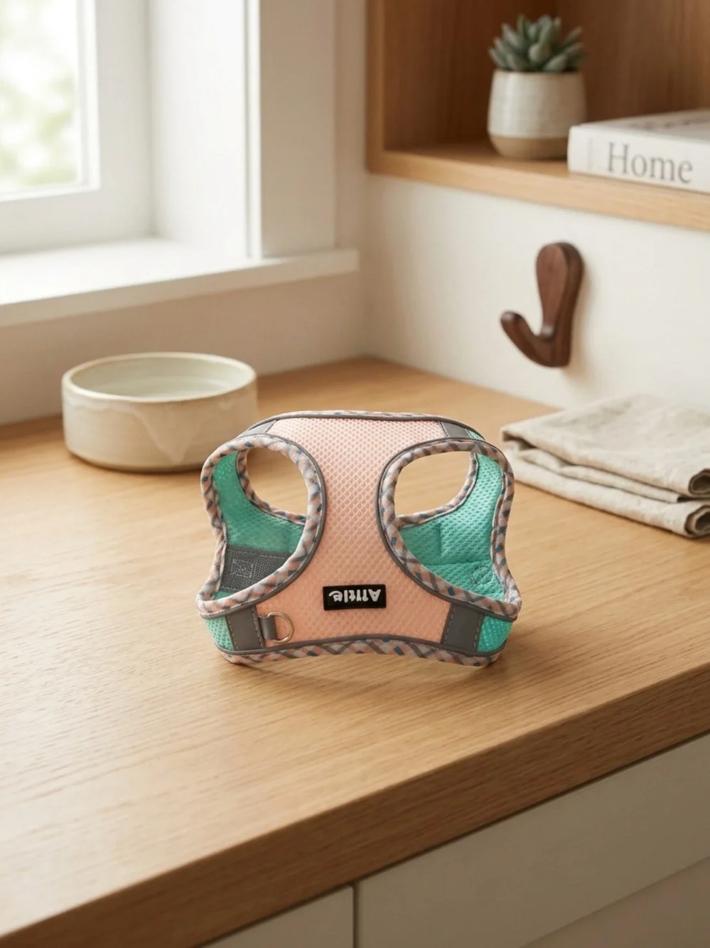 Aittle Breathable Mesh Pet Harness Peach and Teal Size Small New